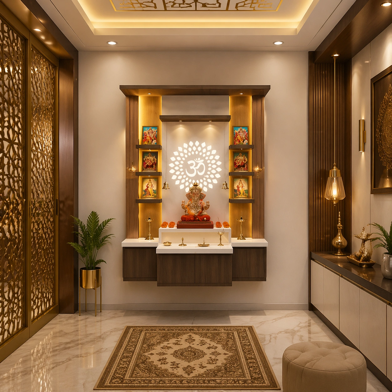 Luxury Corian Temple With Backlit Panel