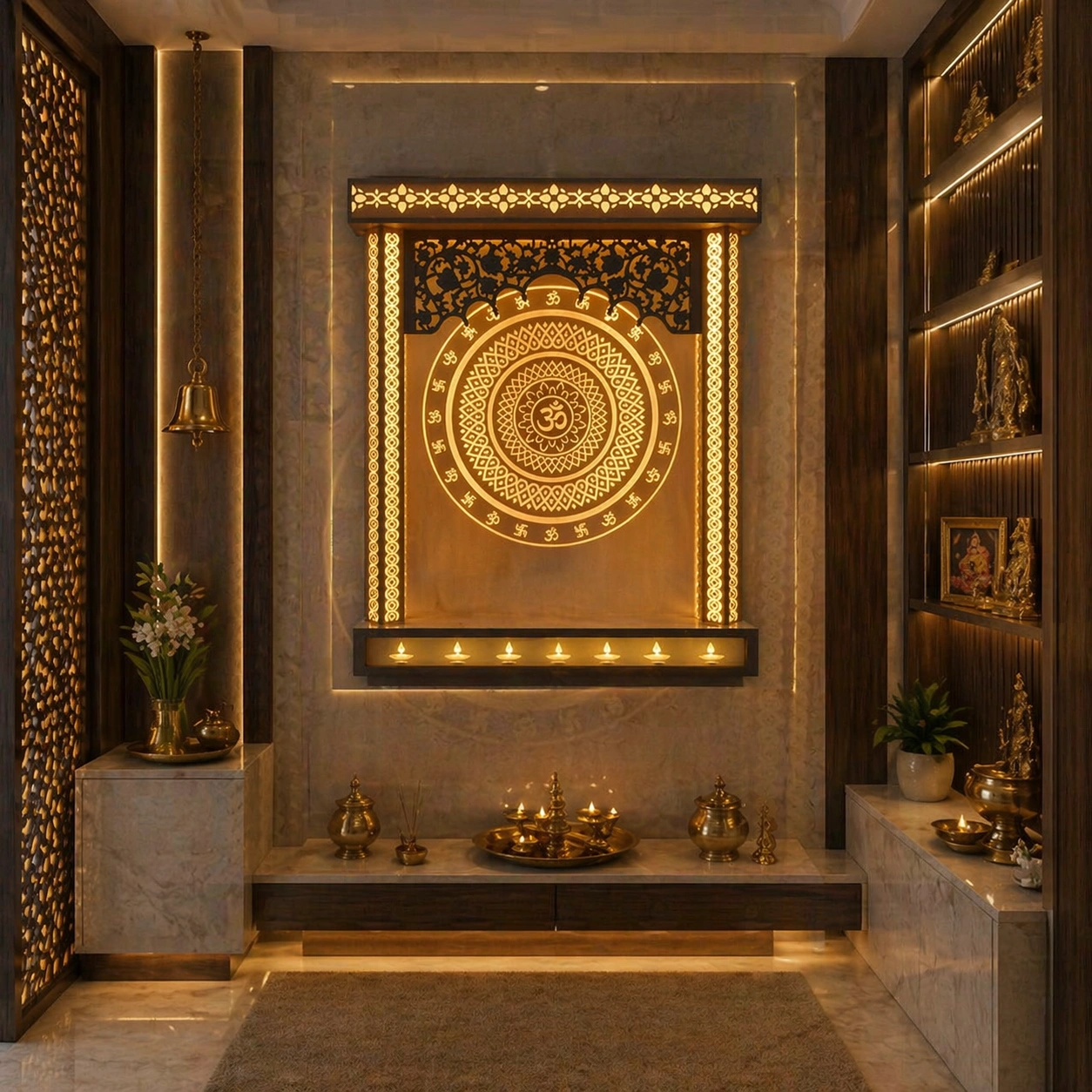 Modern Wall Mounted Corian Mandir